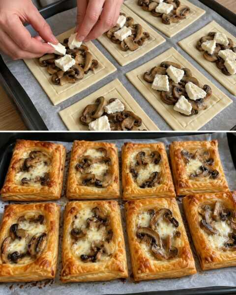 Sfogliatine funghi e stracchino, bordi croccanti