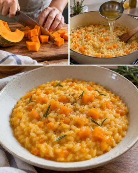 Risotto alla zucca: cremoso con il rosmarino