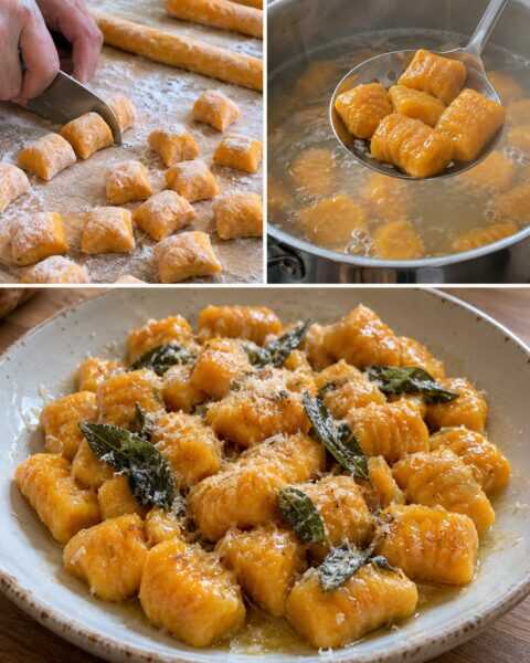 Gnocchi di zucca e patate, con burro e salvia