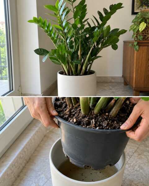 Zamioculcas: prima di aggiungere acqua, controlla il coprivaso