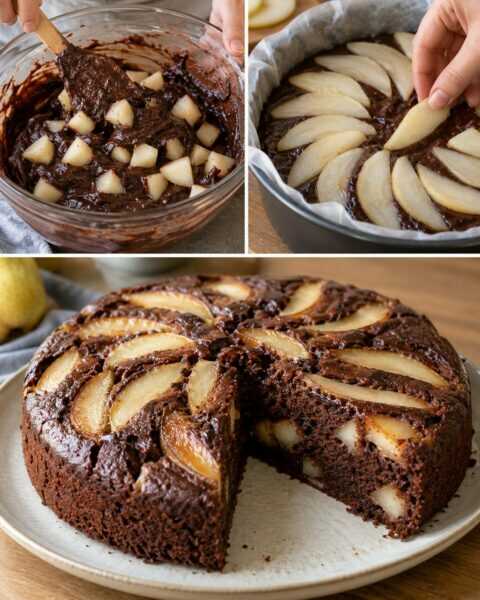 Torta pere e cioccolato, morbida sotto la crosta