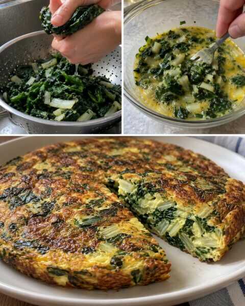 Frittata di bietole, compatta senza asciugarla