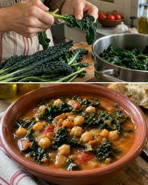 Zuppa di ceci e cavolo nero, calda e rustica